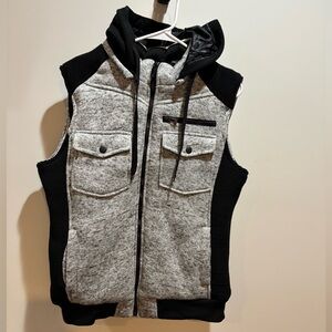 Men's Yoki New York Gray and Black Hooded Vest